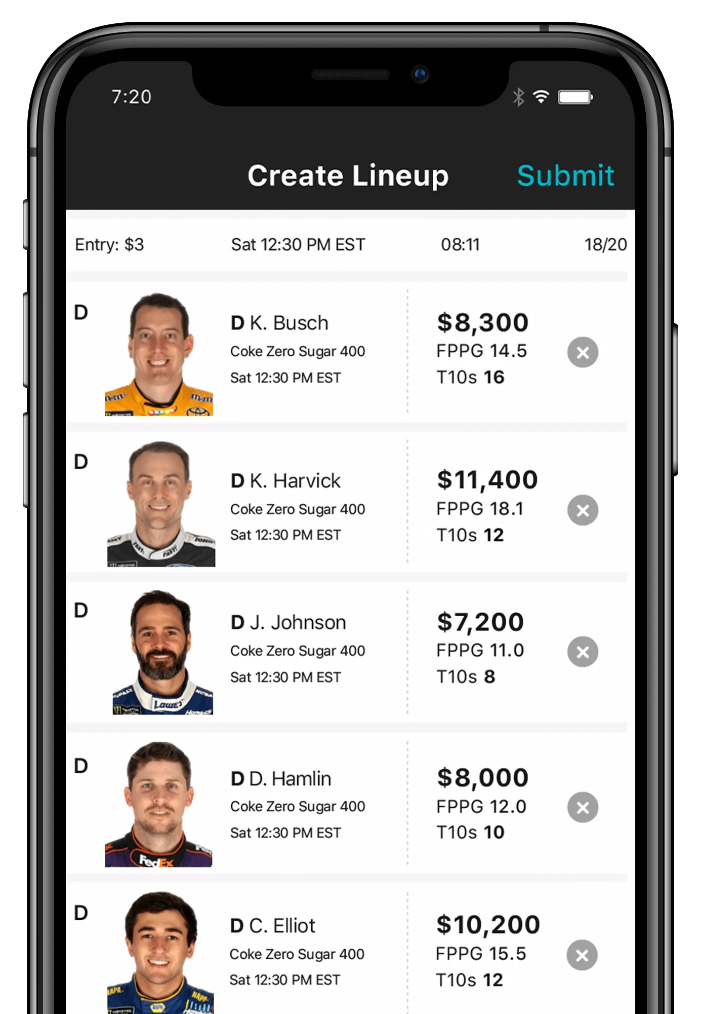 Fantasy NASCAR Play for FREE on DraftKings